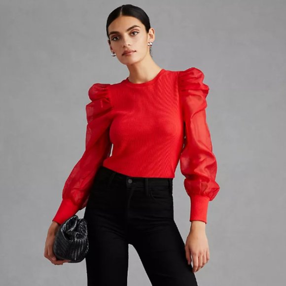 dolan Tops - DOLAN Puff-Sleeve Top - Anthropologie Brand - Size M